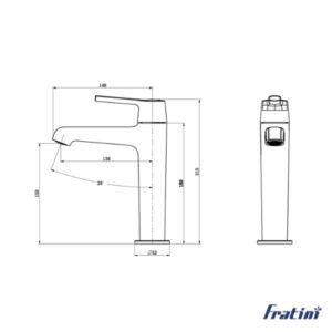 Vòi chậu rửa mặt dáng tiêu chuẩn Fratini Milano Gold model 39040104GL
