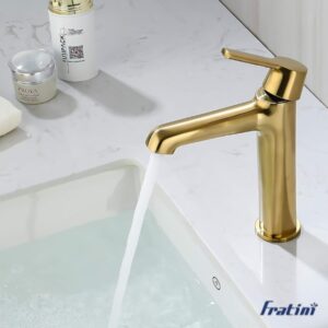 Vòi chậu rửa mặt dáng tiêu chuẩn Fratini Milano Gold model 39040104GL