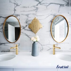 Vòi chậu rửa mặt dáng tiêu chuẩn Fratini Milano Gold model 39040104GL