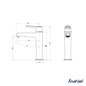 Vòi chậu rửa mặt dáng tiêu chuẩn Fratini Milano Black model 39040130BK