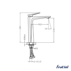 Vòi chậu rửa mặt dáng cao Fratini Pisa Grey model 39040302GY