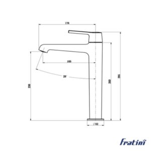 Vòi chậu rửa mặt dáng cao Fratini Milano Gold model 39040305GL