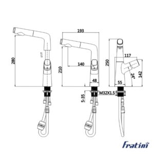 Vòi chậu rửa mặt dây rút Fratini Milano 39040503BC
