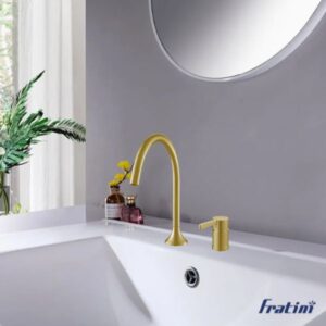 Vòi rửa mặt lắp bàn đá nóng lạnh Fratini Milano Gold model 39041723GL