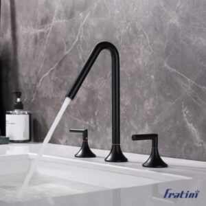 Vòi rửa mặt lắp bàn đá nóng lạnh Torino Fratini Torino Black model 39041725BK