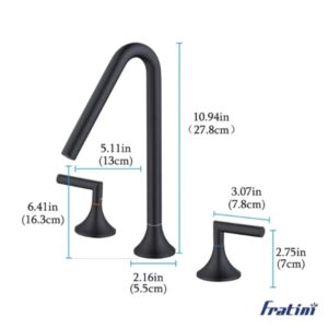 Vòi rửa mặt lắp bàn đá nóng lạnh Torino Fratini Torino Black model 39041725BK