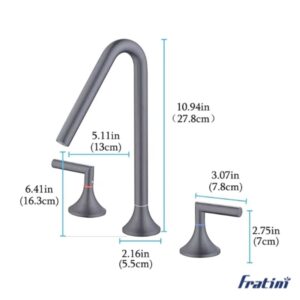 Vòi rửa mặt lắp bàn đá nóng lạnh Torino Fratini Torino Grey model 39041726GY