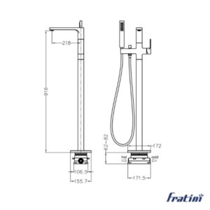 Vòi xả bồn tắm Fratini Genoa Black Model 39050806BK