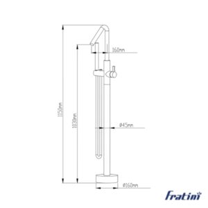 Vòi xả bồn tắm dáng cung Fratini Roma Black model 39050827BK