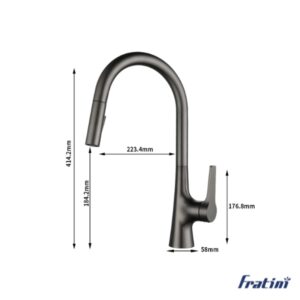Vòi bếp dây rút Fratini Sorrento Grey model 39090901GY